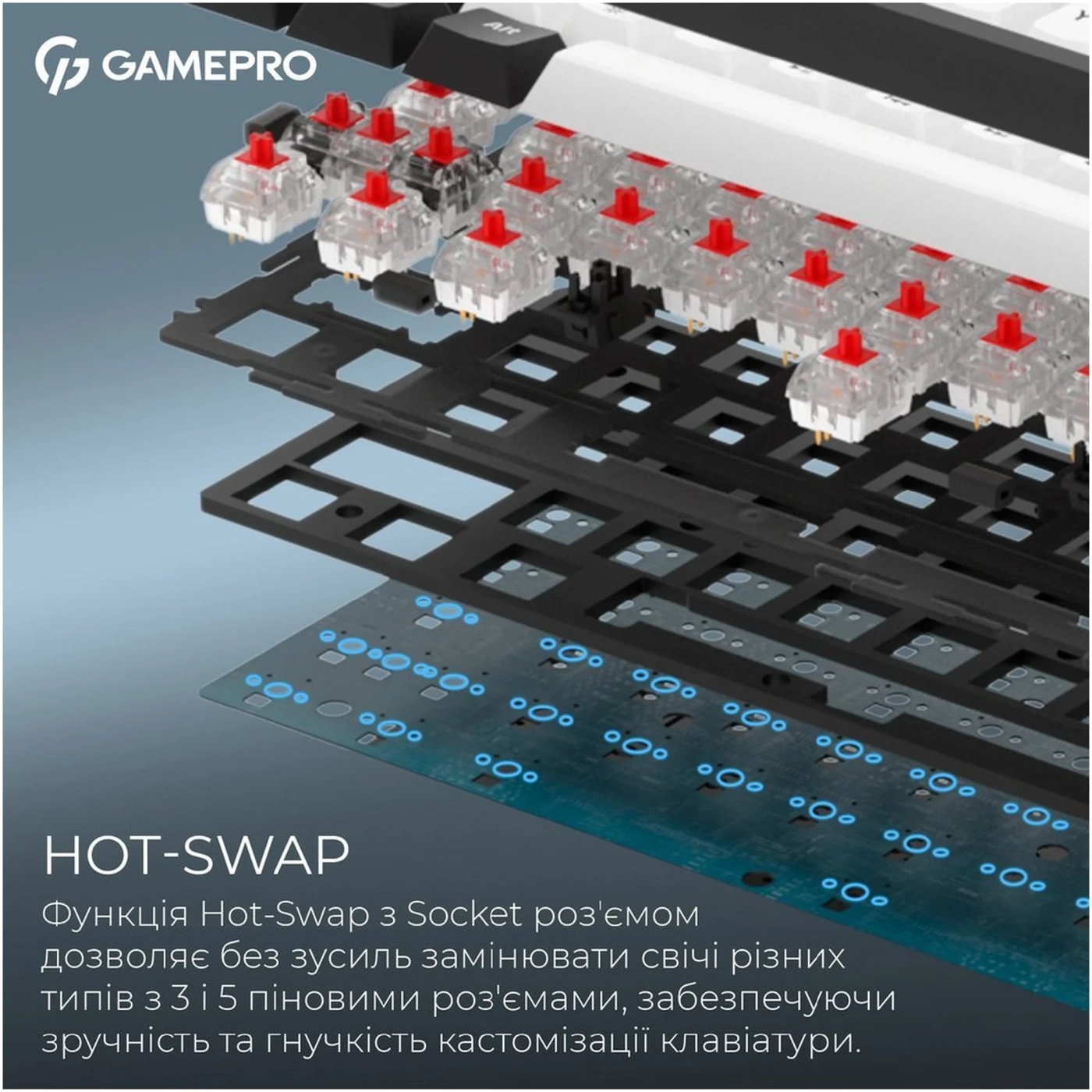 Купить Клавиатура GamePro Asgard Valhalla QLAB Orange Switch RGB Wireless/Bluetooth/USB-C (MK210B Pro) - фото 10