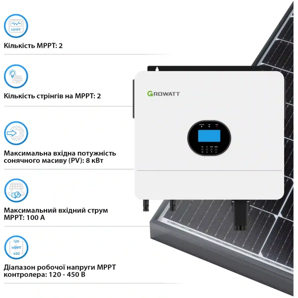 Купити Автономний інвертор Growatt SPF 6000 ES Plus 6kW 48V 2 MPPT 230V 1-ph (SPF6000ESPLUS) - фото 4