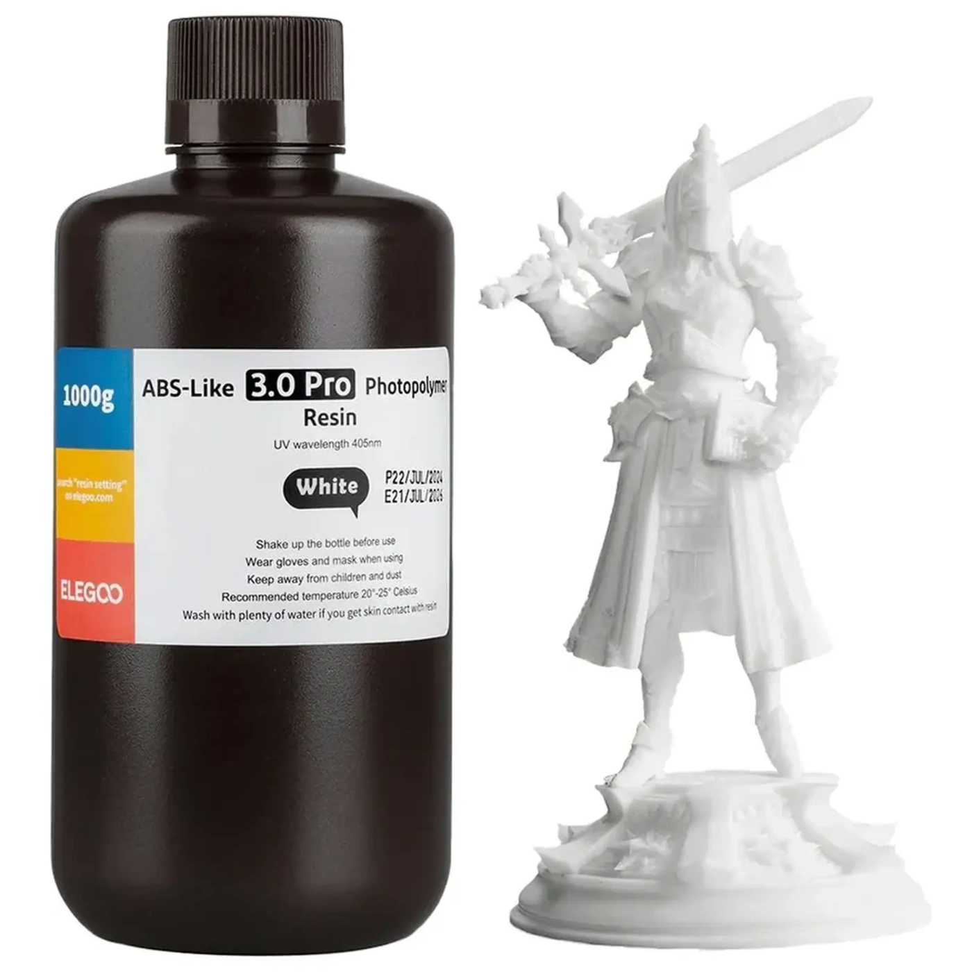 Купити Фотополімерна смола ELEGOO ABS-Like 3.0 Pro Resin 1 кг, біла (50.103.0245) - фото 1
