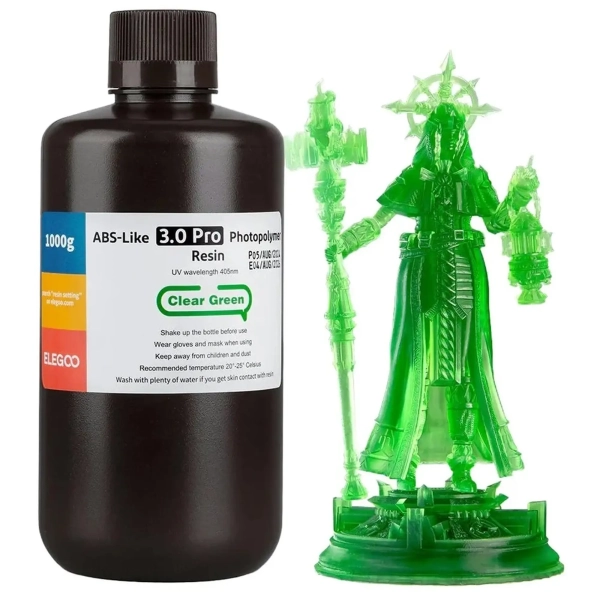 Купити Фотополімерна смола ELEGOO ABS-Like 3.0 Pro Resin 1 кг, прозора зелена (50.103.0254) - фото 1