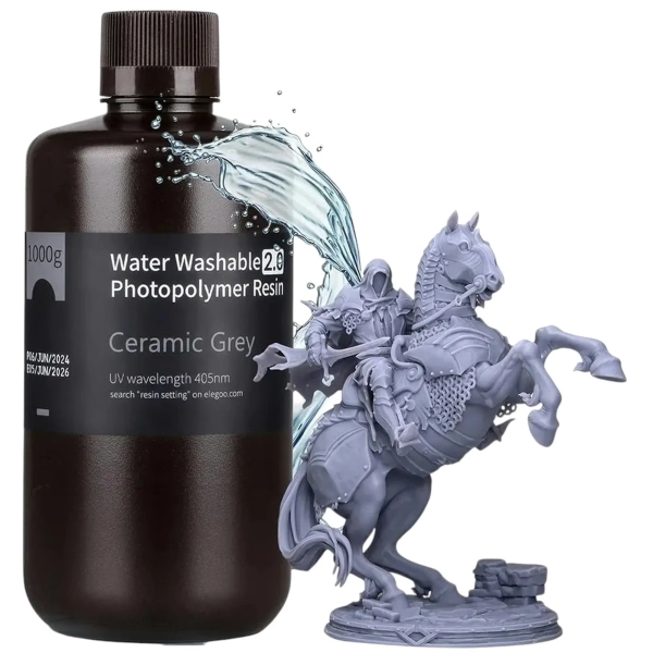 Купити Фотополімерна смола ELEGOO Water Washable Resin 2.0 1кг, серая (50.103.0198) - фото 1