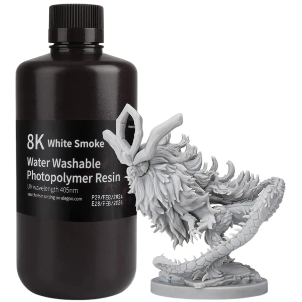 Купити Фотополимерная смола ELEGOO Water Washable Resin 8K 1кг, біла димчата (50.103.0140) - фото 1