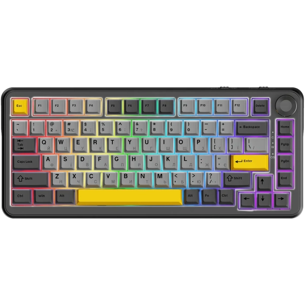 Купить Клавиатура AK820 MAX PLUS RGB Daydream Switch Wireless Black/Gray/Yellow (AK820MAX-DD-BGY) - фото 1