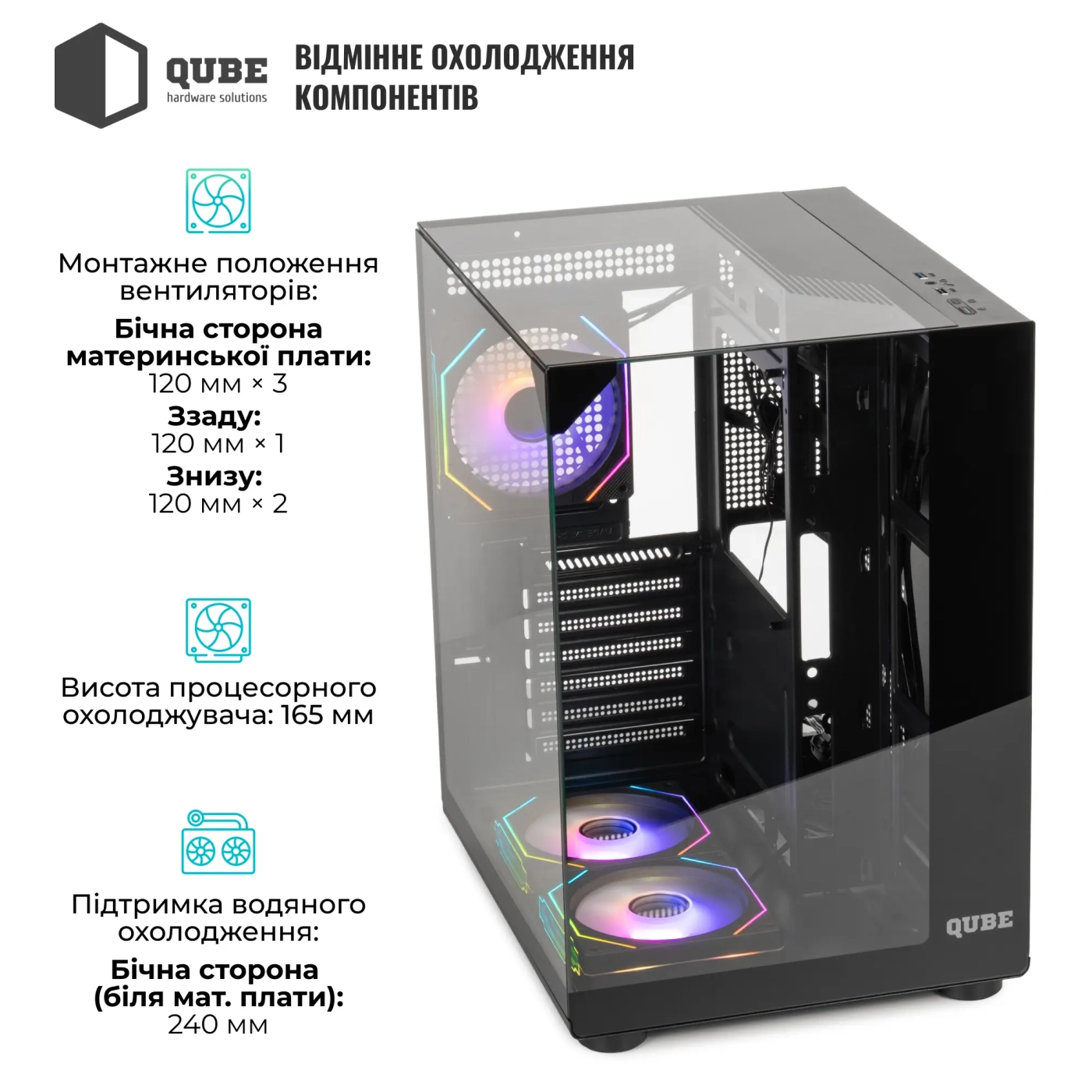 Купити Корпус QUBE AQUARIUM ARGB Black (AQUARIUM_GBNU3) - фото 4