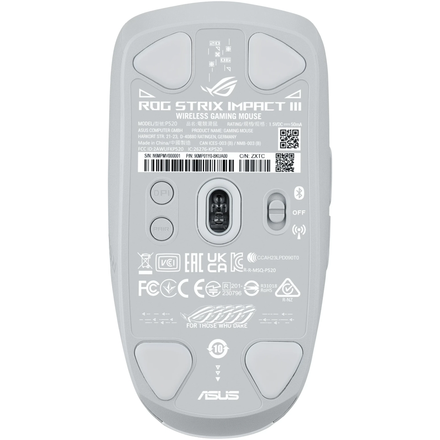 Купити Мишка ASUS ROG Strix Impact III Wireless RGB White (90MP03D0-BMUA10) - фото 5