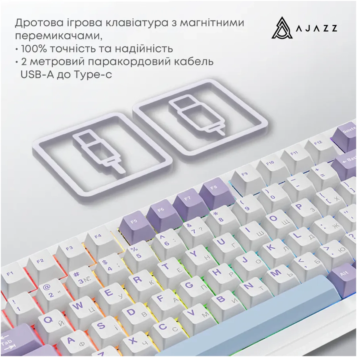 Купить Клавиатура Ajazz AK820 MAX RGB Magnetic Switches Purple/White/Blue (AK820MAX-WM-PWB) - фото 6