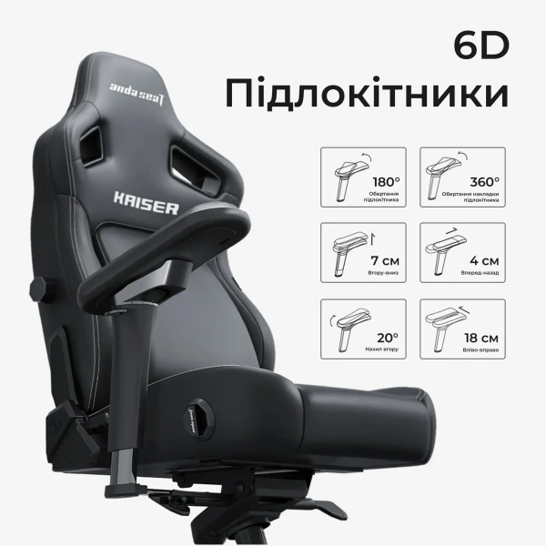 Купити Крісло для геймерів Anda Seat Kaiser 4 V2 Size XL Black Fabric (AD12YDDC-XLL-20-B-CF-03) - фото 10