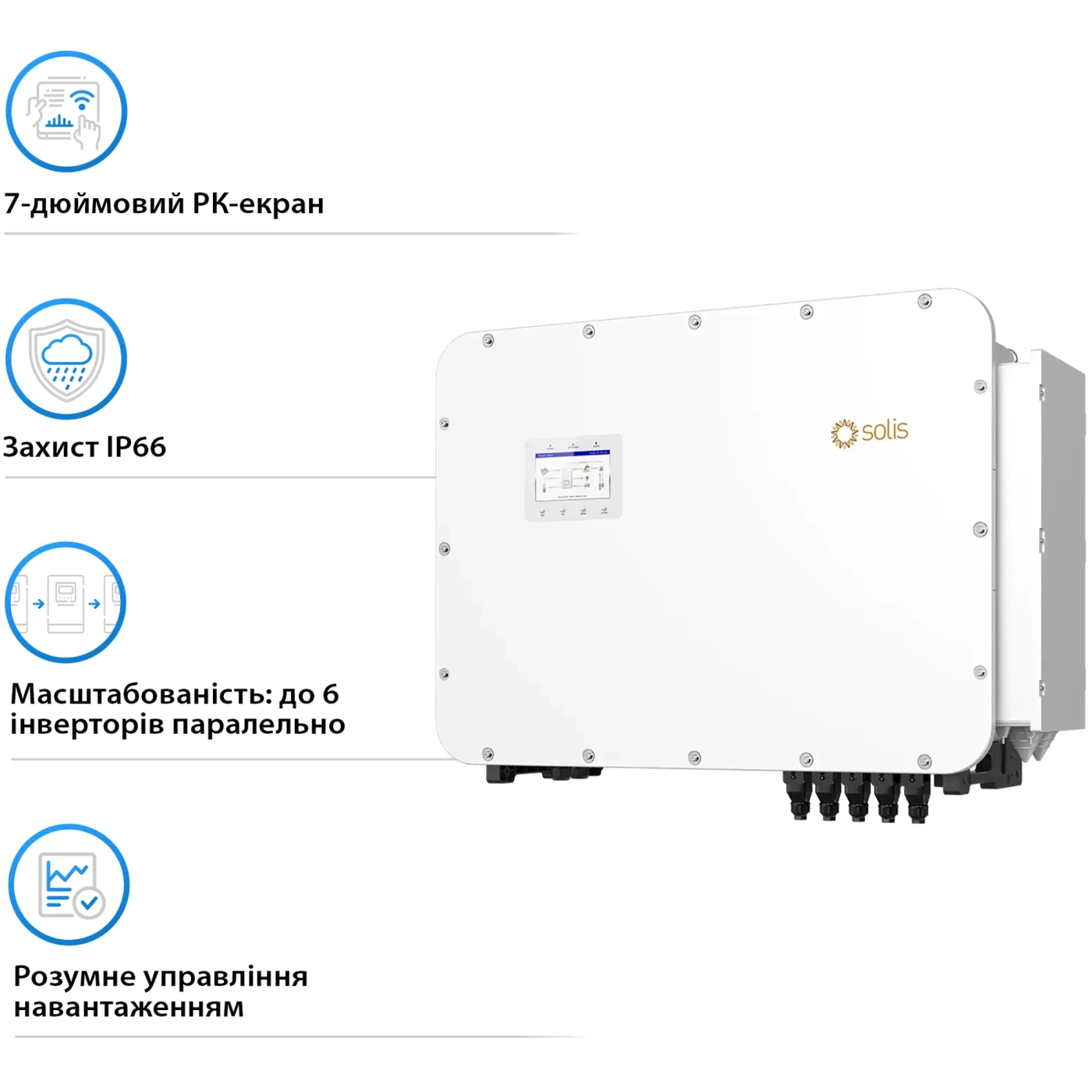 Купить Гибридный инвертор Solis S6-EH3P125K10-NV-YD-H 125KW  HV-battery 10 MPPT Wi-Fi 220/380V Трехфазный - фото 4