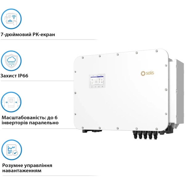 Купить Гибридный инвертор Solis S6-EH3P125K10-NV-YD-H 125KW  HV-battery 10 MPPT Wi-Fi 220/380V Трехфазный - фото 4
