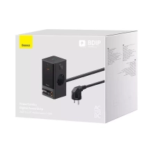 Купити Зарядний пристрій OS-Baseus PowerCombo Digital PowerStrip 2AC 1U 1C Retractable-C 65W with 1.5m power cord EU Black - фото 5