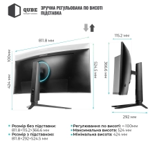 Купить Монитор 34" QUBE Overlord C34UQ180HC - фото 3