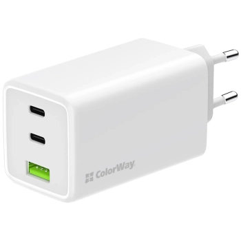 Купить Зарядное устройство ColorWay GaN Mini 100W 1xUSB-A, 2xUSB-C Fast Charging White (CW-CHS061PD-WT) - фото 1