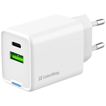Купити Зарядний пристрій ColorWay GaN Mini 45W 1xUSB-A, 1xUSB-C Fast Charging White (CW-CHS060PD-WT) - фото 1