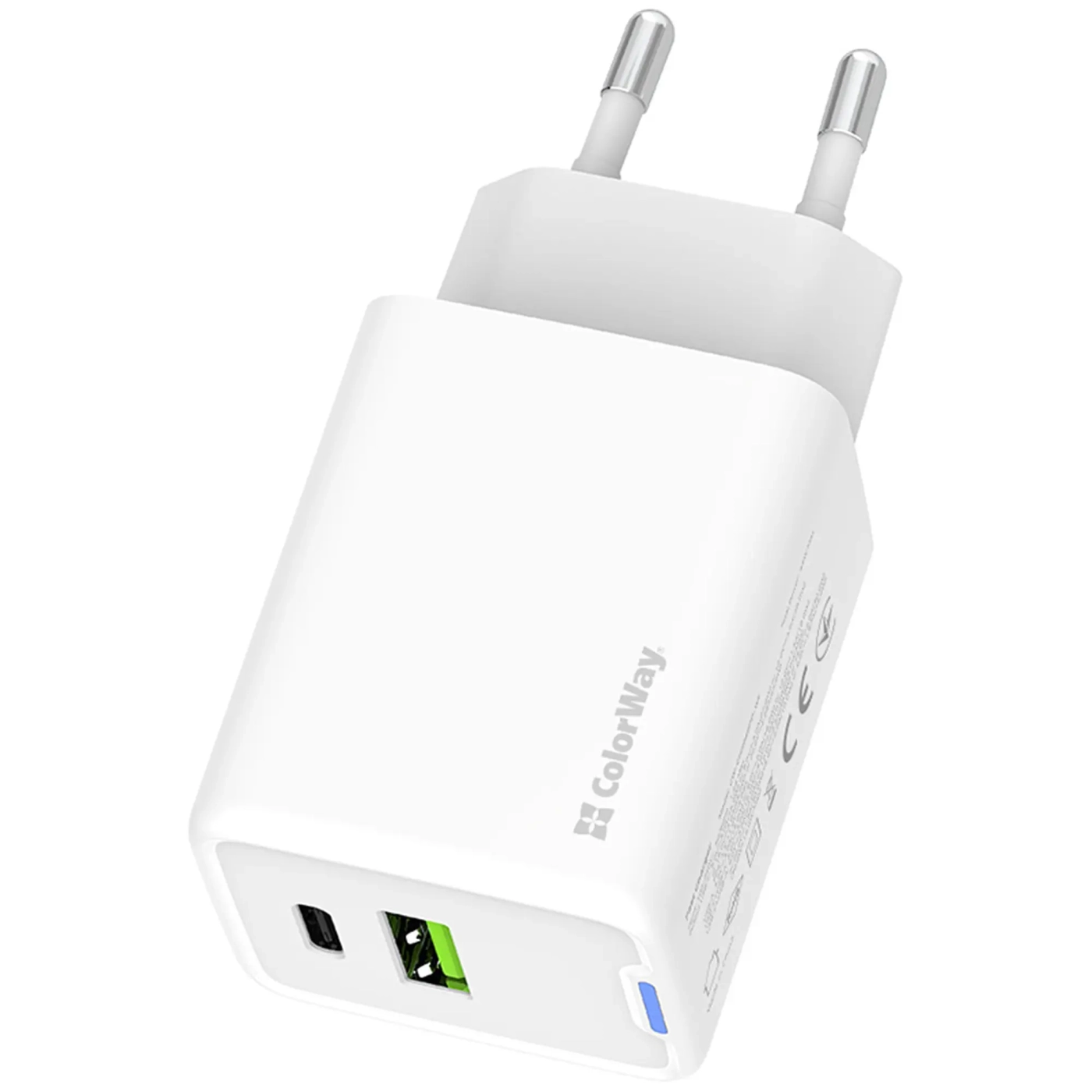Купити Зарядний пристрій ColorWay GaN Mini 45W 1xUSB-A, 1xUSB-C Fast Charging White (CW-CHS060PD-WT) - фото 2
