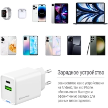 Купити Зарядний пристрій ColorWay GaN Mini 45W 1xUSB-A, 1xUSB-C Fast Charging White (CW-CHS060PD-WT) - фото 11