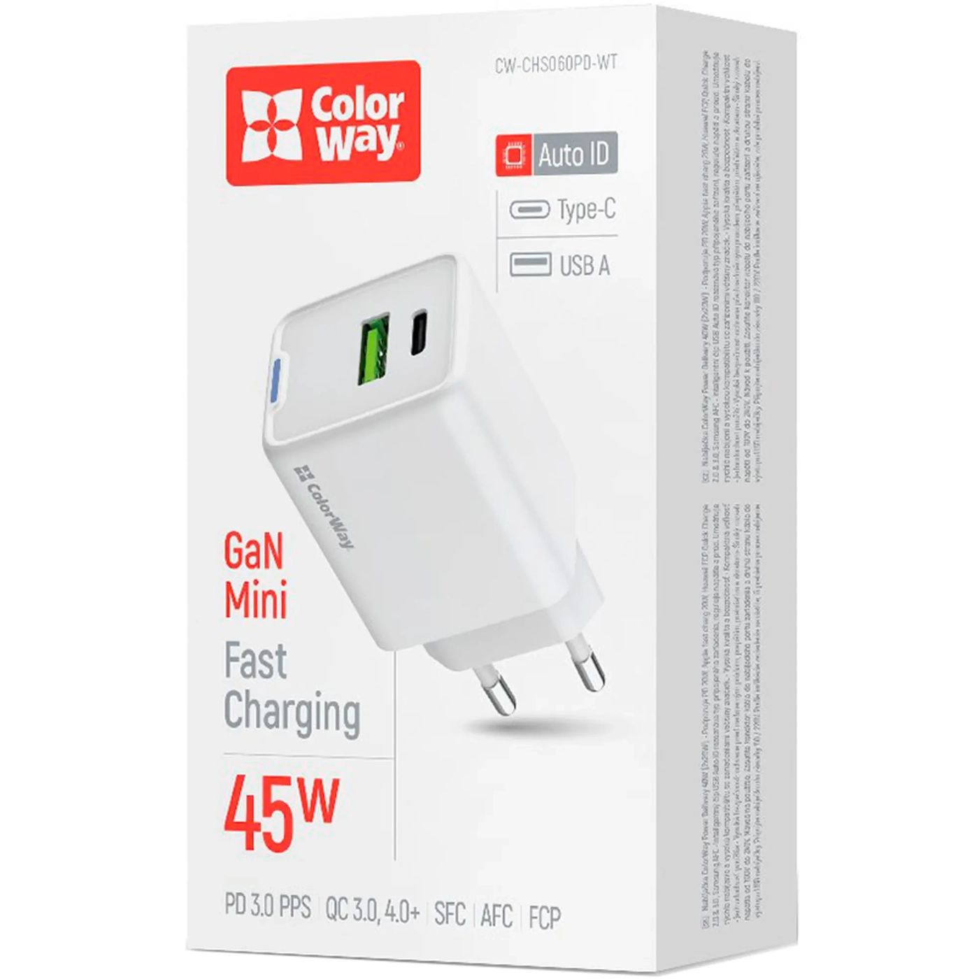 Купити Зарядний пристрій ColorWay GaN Mini 45W 1xUSB-A, 1xUSB-C Fast Charging White (CW-CHS060PD-WT) - фото 13