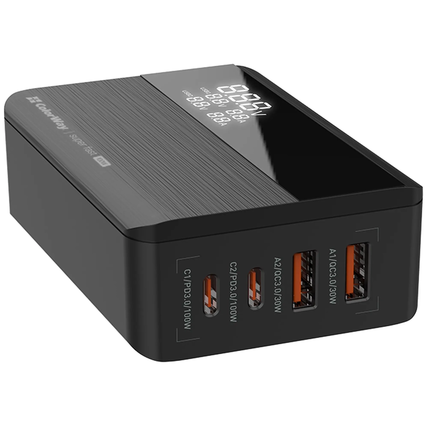 Купить Зарядное устройство ColorWay Power Delivery GaN 2xUSB-C, 2xUSB-A, 100W Black (CW-CHS041PD-BK) - фото 2