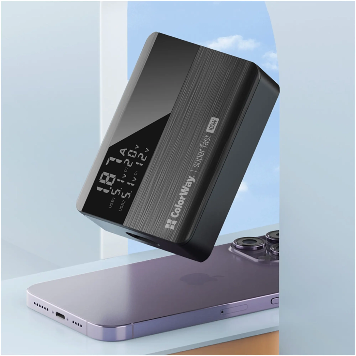 Купить Зарядное устройство ColorWay Power Delivery GaN 2xUSB-C, 2xUSB-A, 100W Black (CW-CHS041PD-BK) - фото 9