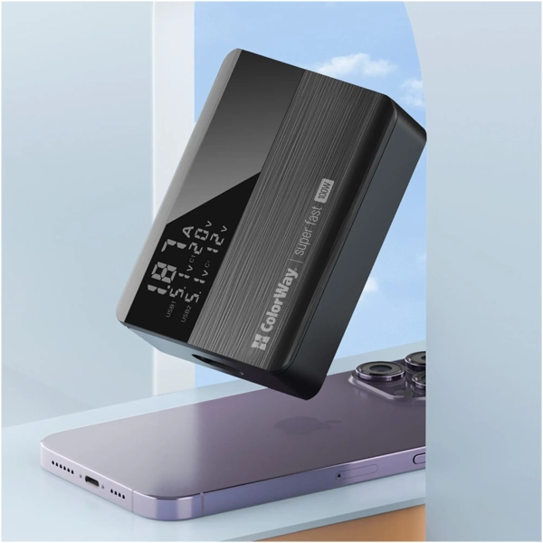 Купить Зарядное устройство ColorWay Power Delivery GaN 2xUSB-C, 2xUSB-A, 100W Black (CW-CHS041PD-BK) - фото 9
