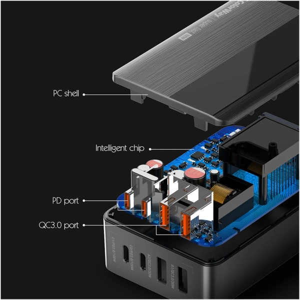 Купить Зарядное устройство ColorWay Power Delivery GaN 2xUSB-C, 2xUSB-A, 100W Black (CW-CHS041PD-BK) - фото 11