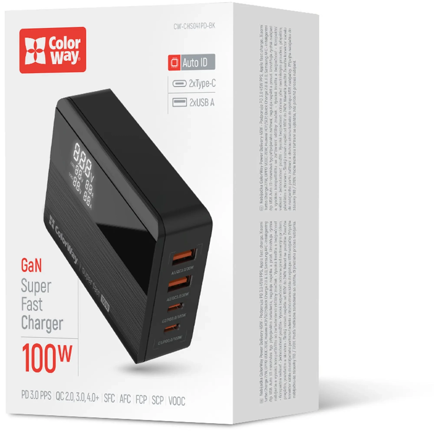 Купить Зарядное устройство ColorWay Power Delivery GaN 2xUSB-C, 2xUSB-A, 100W Black (CW-CHS041PD-BK) - фото 12