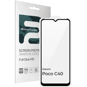 Купити Захисне скло ArmorStandart Full Glue HD для Xiaomi Poco C40 Black (ARM66956) - фото 1