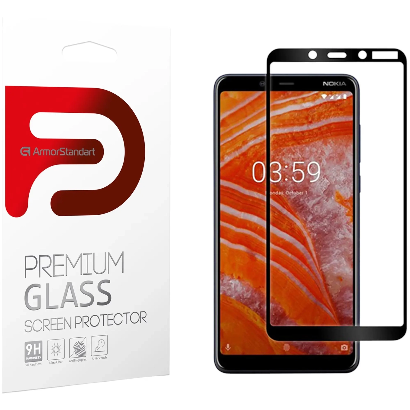 Купить Защитное стекло ArmorStandart Full Glue для Nokia 1 Plus Black (ARM55441-GFG-BK) - фото 1
