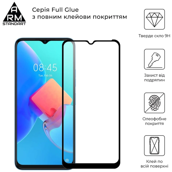 Купити Захисне скло ArmorStandart Full Glue для Tecno Spark 9 Pro (KH7n) Black (ARM64651) - фото 2