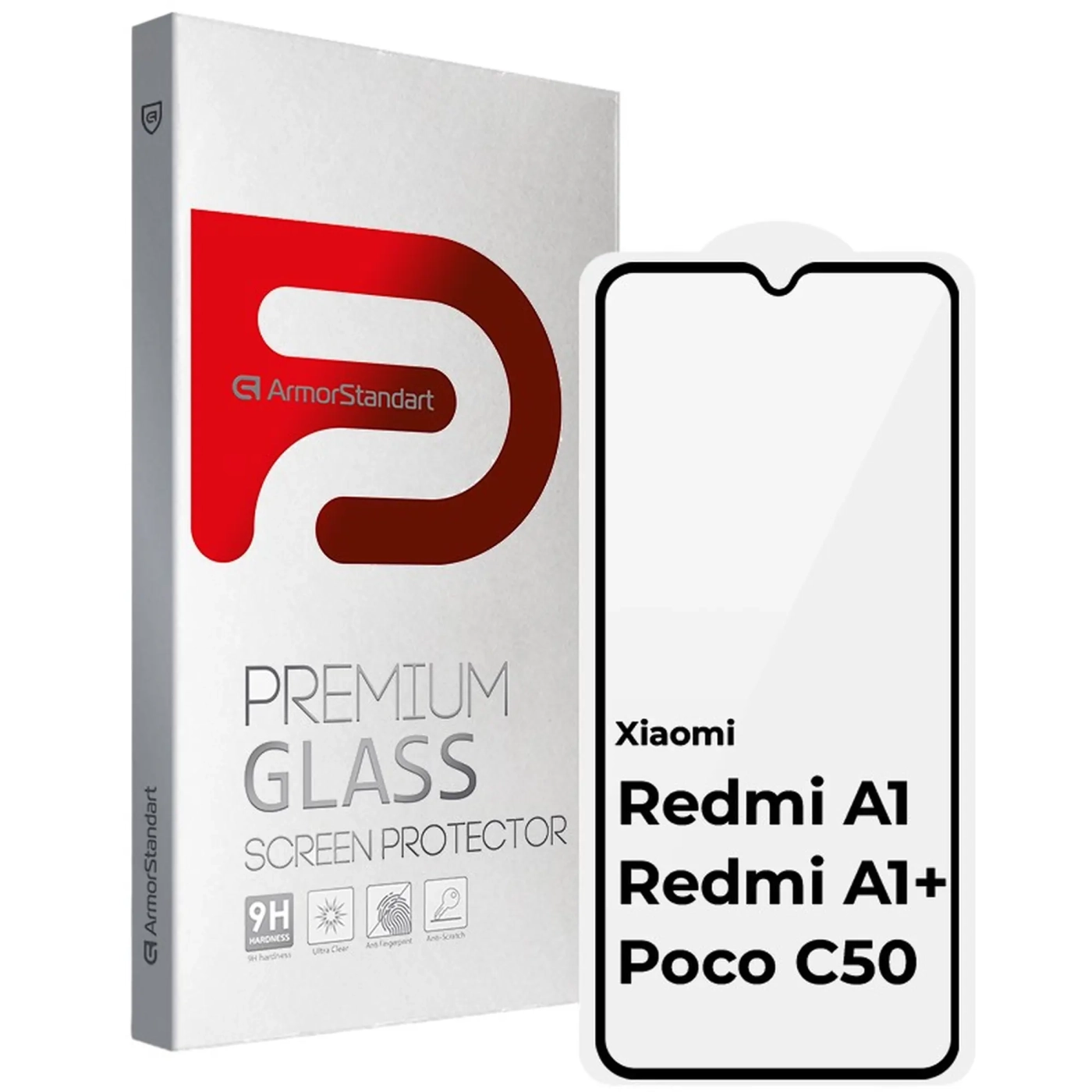 Купити Захисне скло ArmorStandart Full Glue для Xiaomi Redmi A1 / A1+ / Poco C50 Black (ARM62819) - фото 1