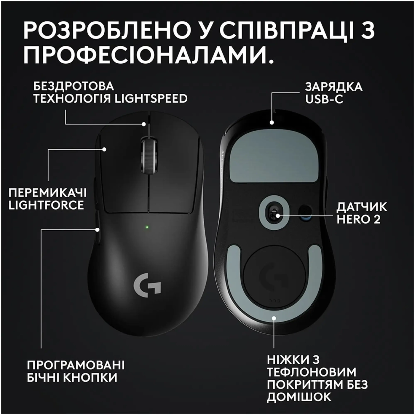 Купить Мышь Logitech G Pro X Superlight 2 Dex Lightspeed Wireless Black (910-007357) - фото 6