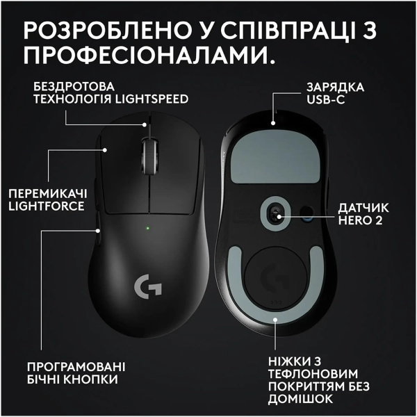 Купить Мышь Logitech G Pro X Superlight 2 Dex Lightspeed Wireless Black (910-007357) - фото 6