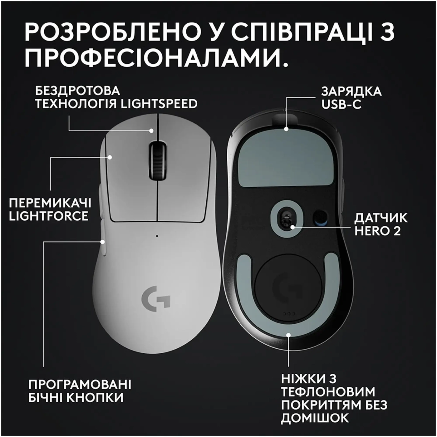Купити Мишка Logitech G Pro X Superlight 2 Dex Lightspeed Wireless White (910-007365) - фото 6