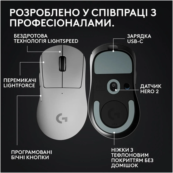 Купити Мишка Logitech G Pro X Superlight 2 Dex Lightspeed Wireless White (910-007365) - фото 6