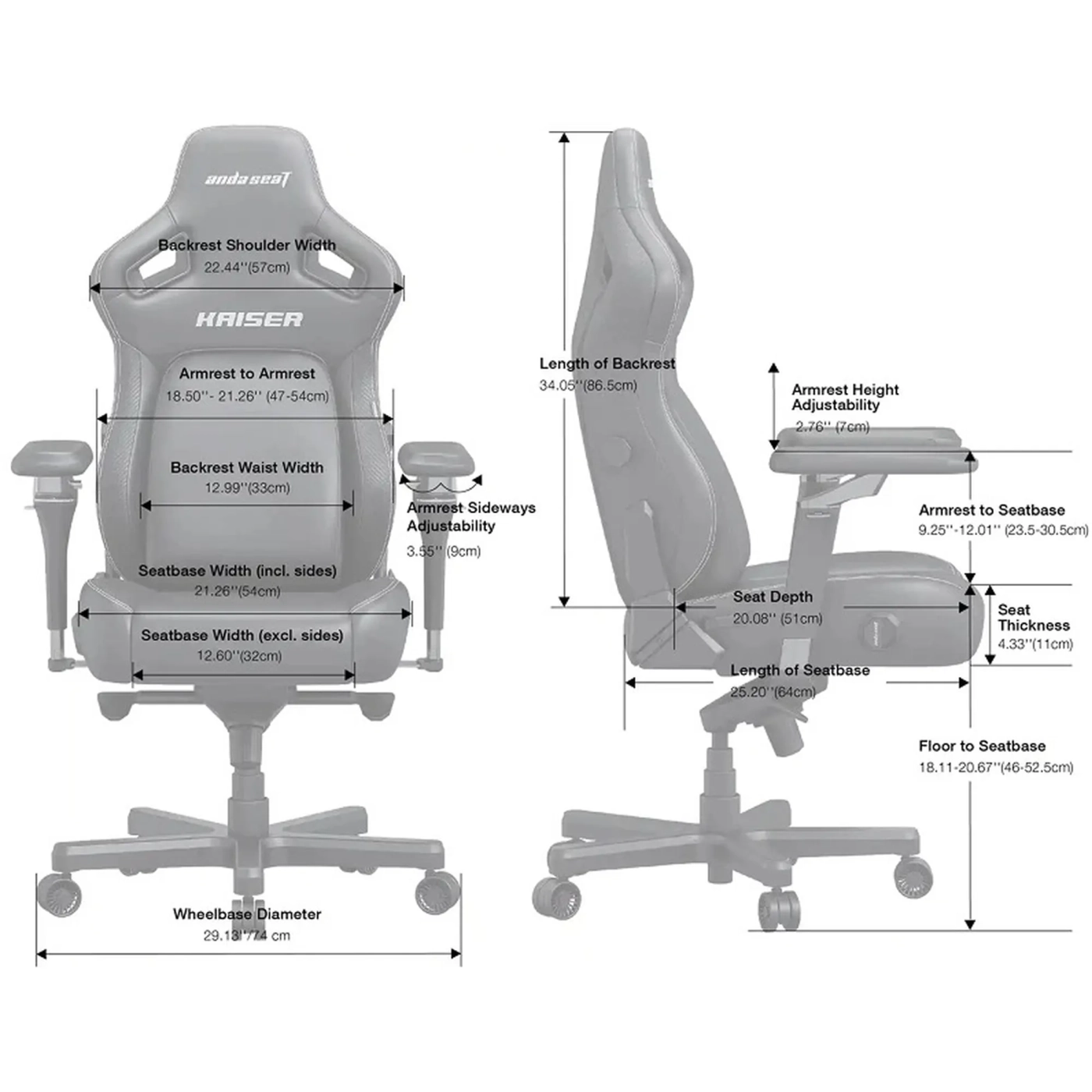 Купить Кресло для геймеров Anda Seat Kaiser 4 V2 XL Black PVC (AD12YDDC-XLL-20-B-PV/C-03) - фото 9