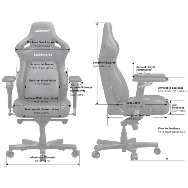 Купить Кресло для геймеров Anda Seat Kaiser 4 V2 XL Black PVC (AD12YDDC-XLL-20-B-PV/C-03) - фото 9