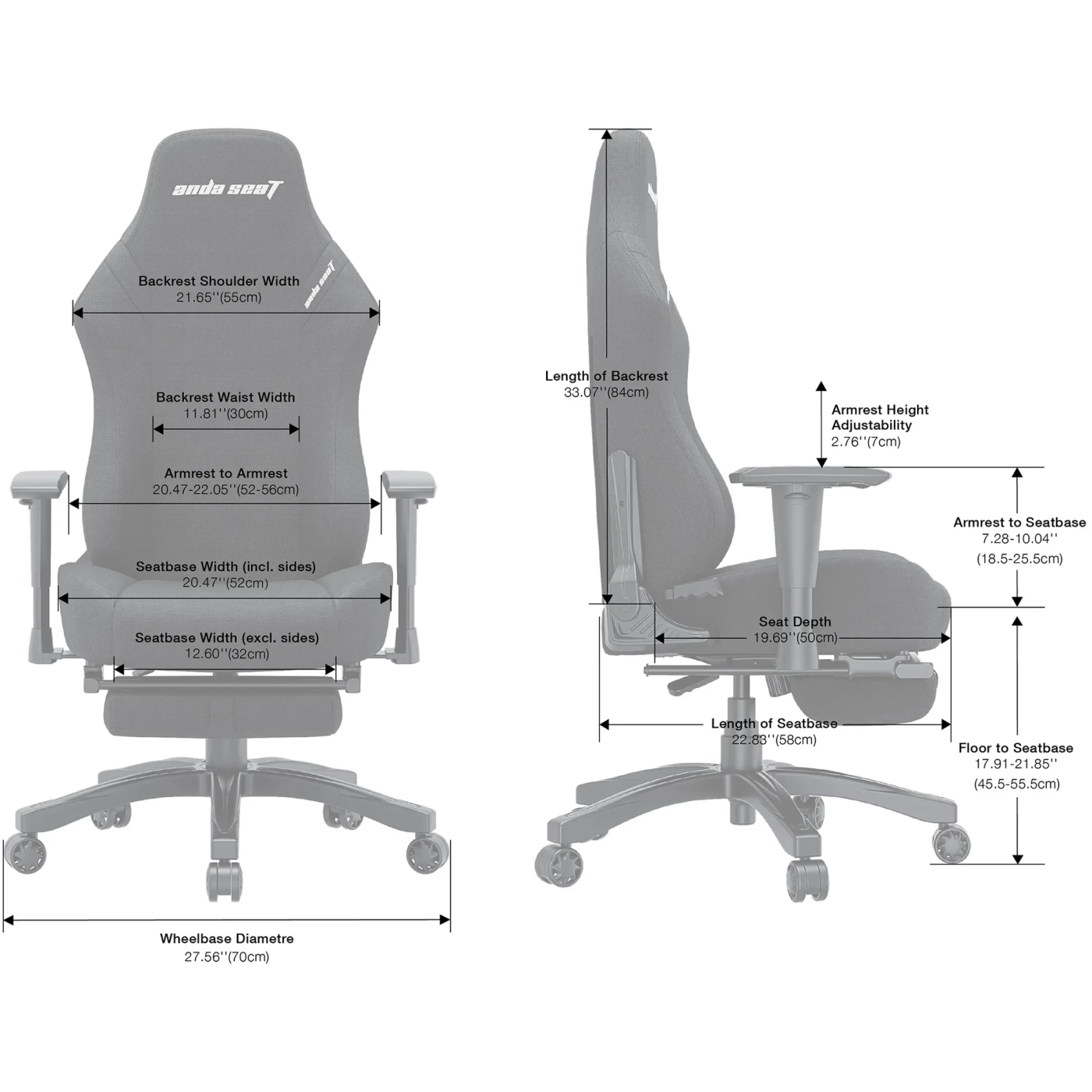 Купить Кресло для геймеров Anda Seat Luna Pro L Dark Gray Fabric (AD18T-44-GB-F) - фото 6
