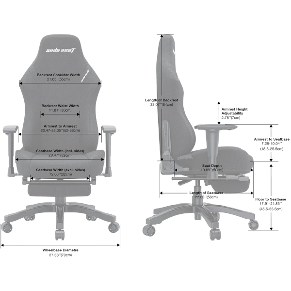Купить Кресло для геймеров Anda Seat Luna Pro L Dark Gray Fabric (AD18T-44-GB-F) - фото 6