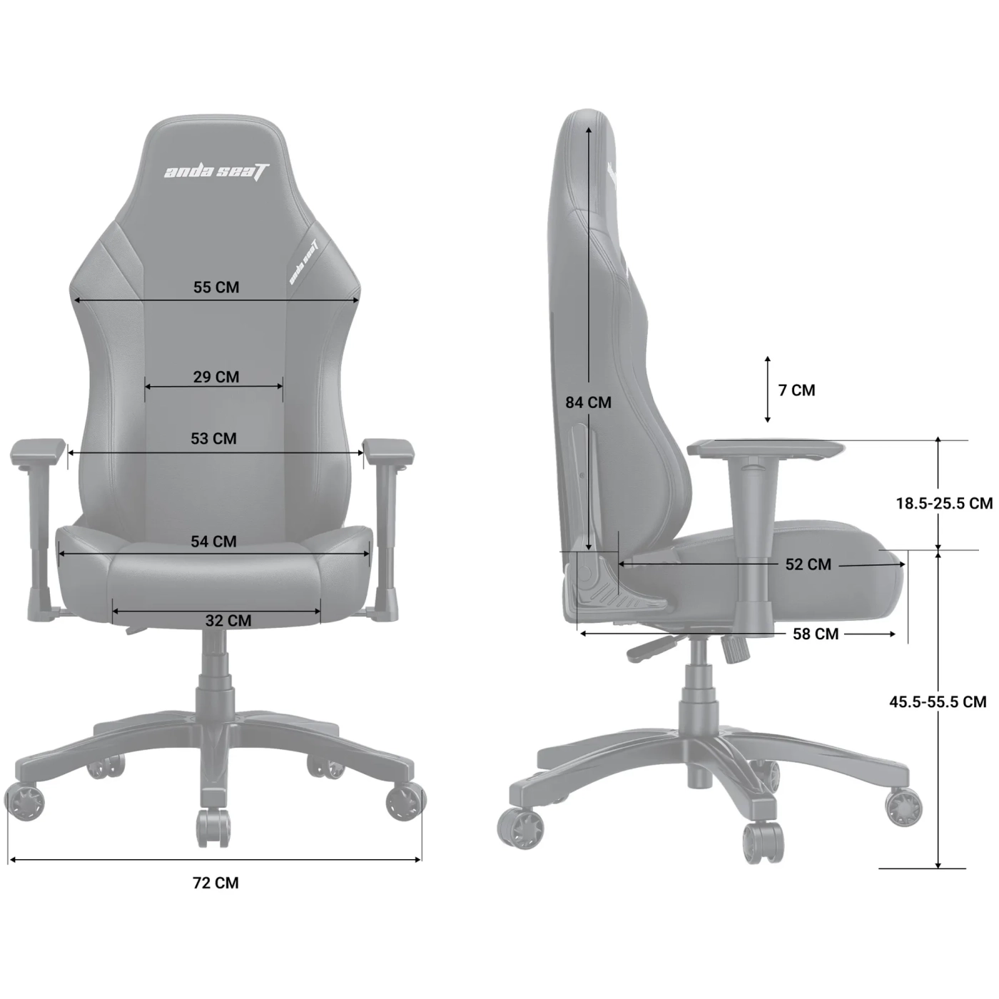 Купить Кресло для геймеров Anda Seat Luna L Dark Gray Fabric (AD18-44-GB-F) - фото 10