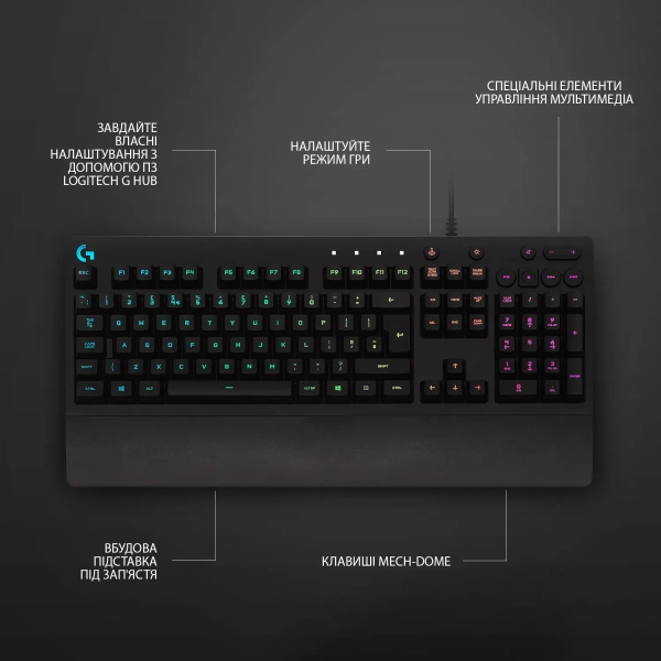 Купить Клавиатура Logitech G213 Prodigy Gaming Keyboard USB UKR (920-010740) - фото 6