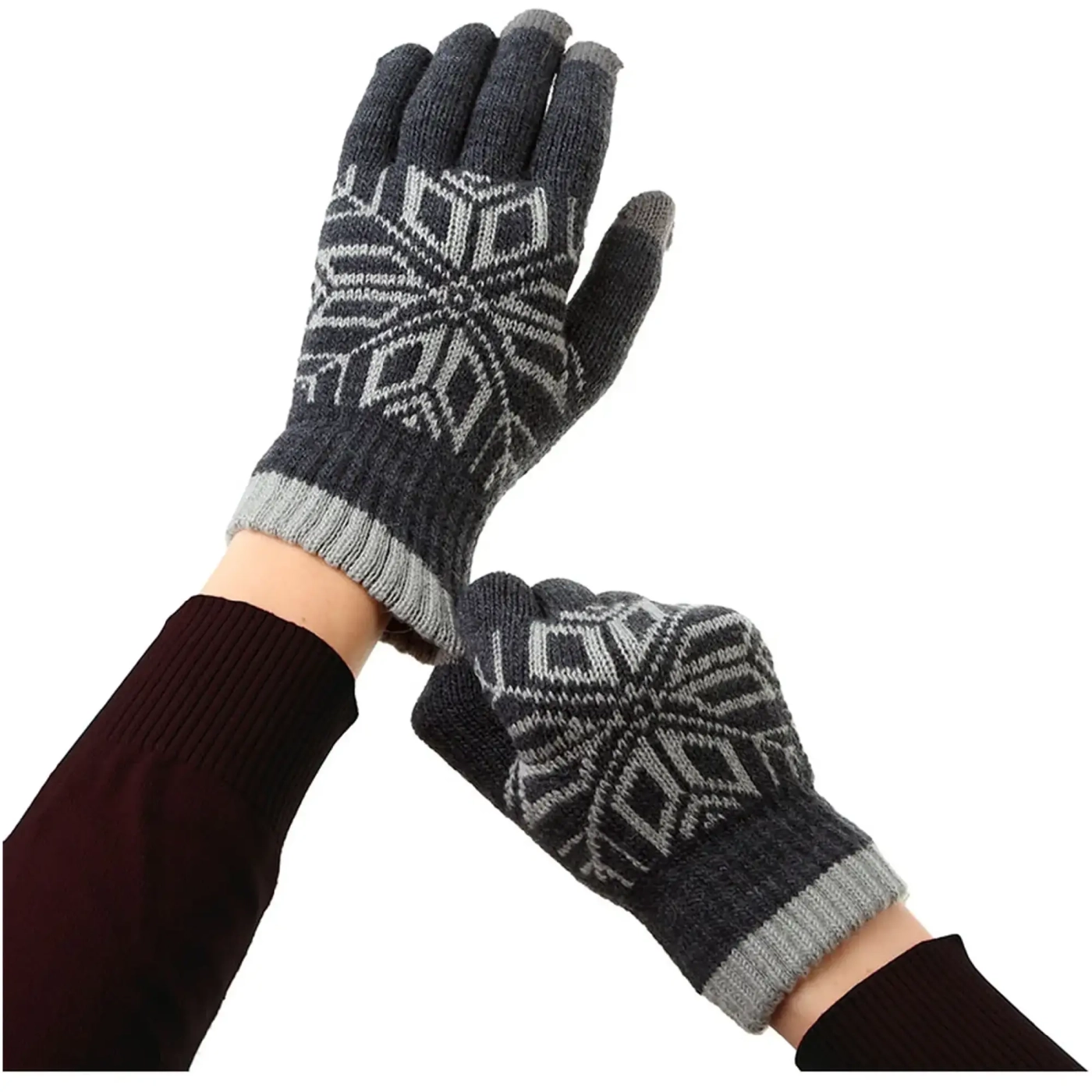 Купити Рукавички ArmorStandart Touch Gloves Snowflake з орнаментом Light Grey (ARM59995) - фото 3