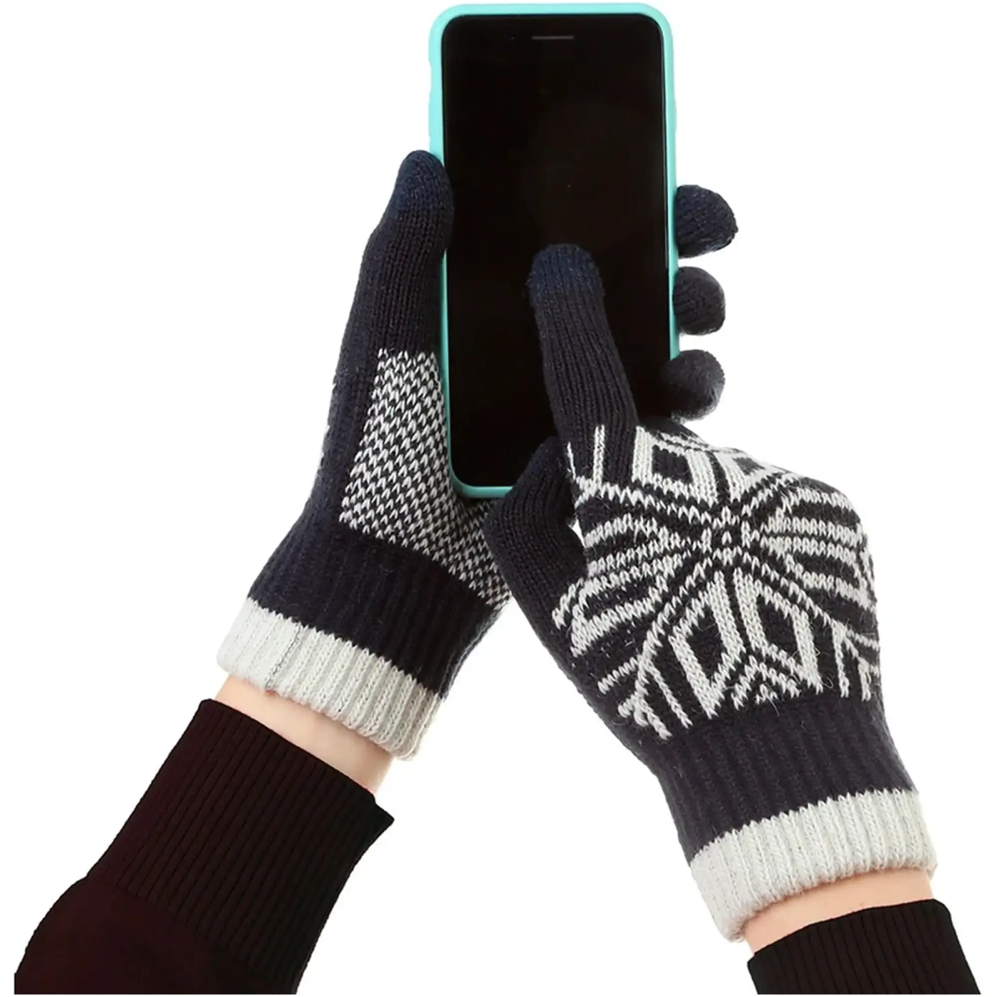 Купити Рукавички ArmorStandart Touch Gloves Snowflake с орнаментом Blue (ARM59994) - фото 2