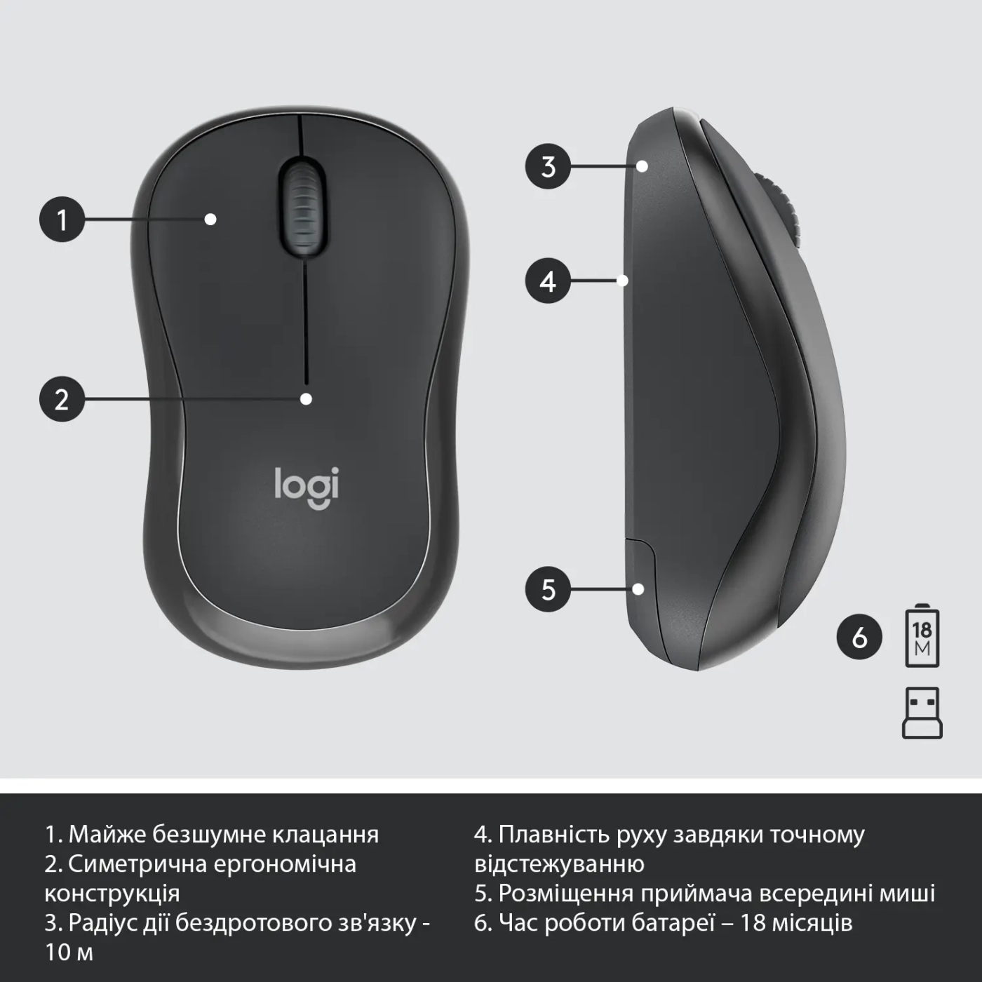Купить Комплект клавиатура и мышь Logitech MK295 Silent UA Graphite - фото 7