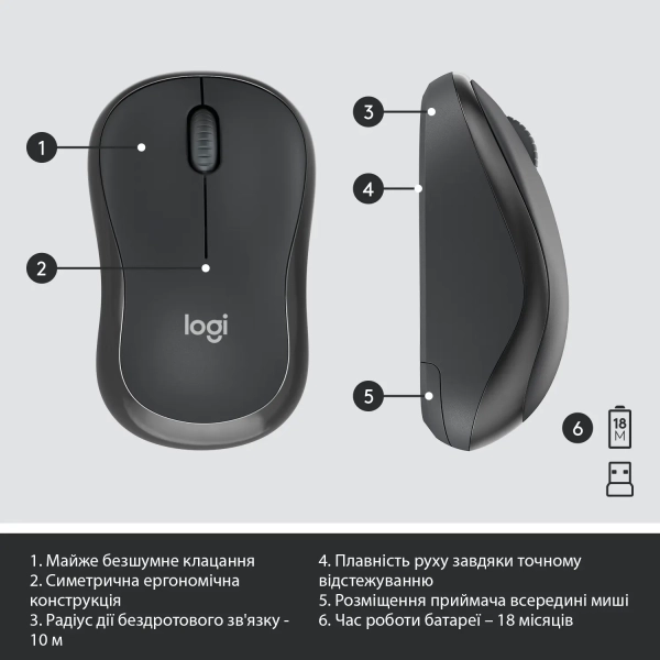 Купить Комплект клавиатура и мышь Logitech MK295 Silent UA Graphite - фото 7