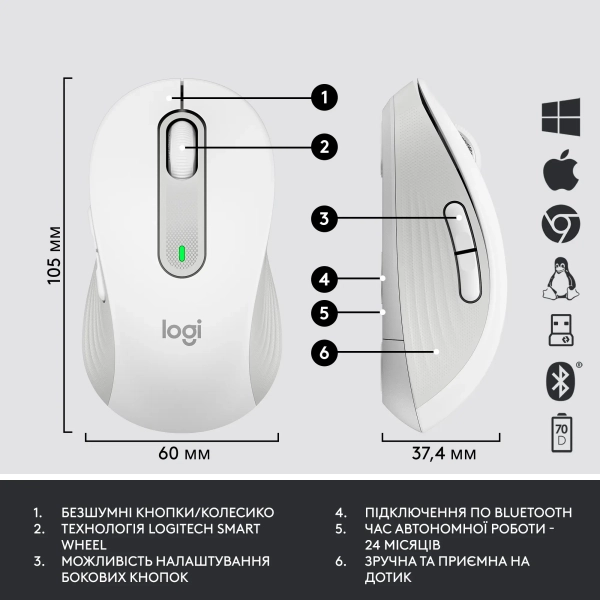 Купить Комплект клавиатура и мышь Logitech Signature MK650 Combo for Business Off-white (920-011032) - фото 8