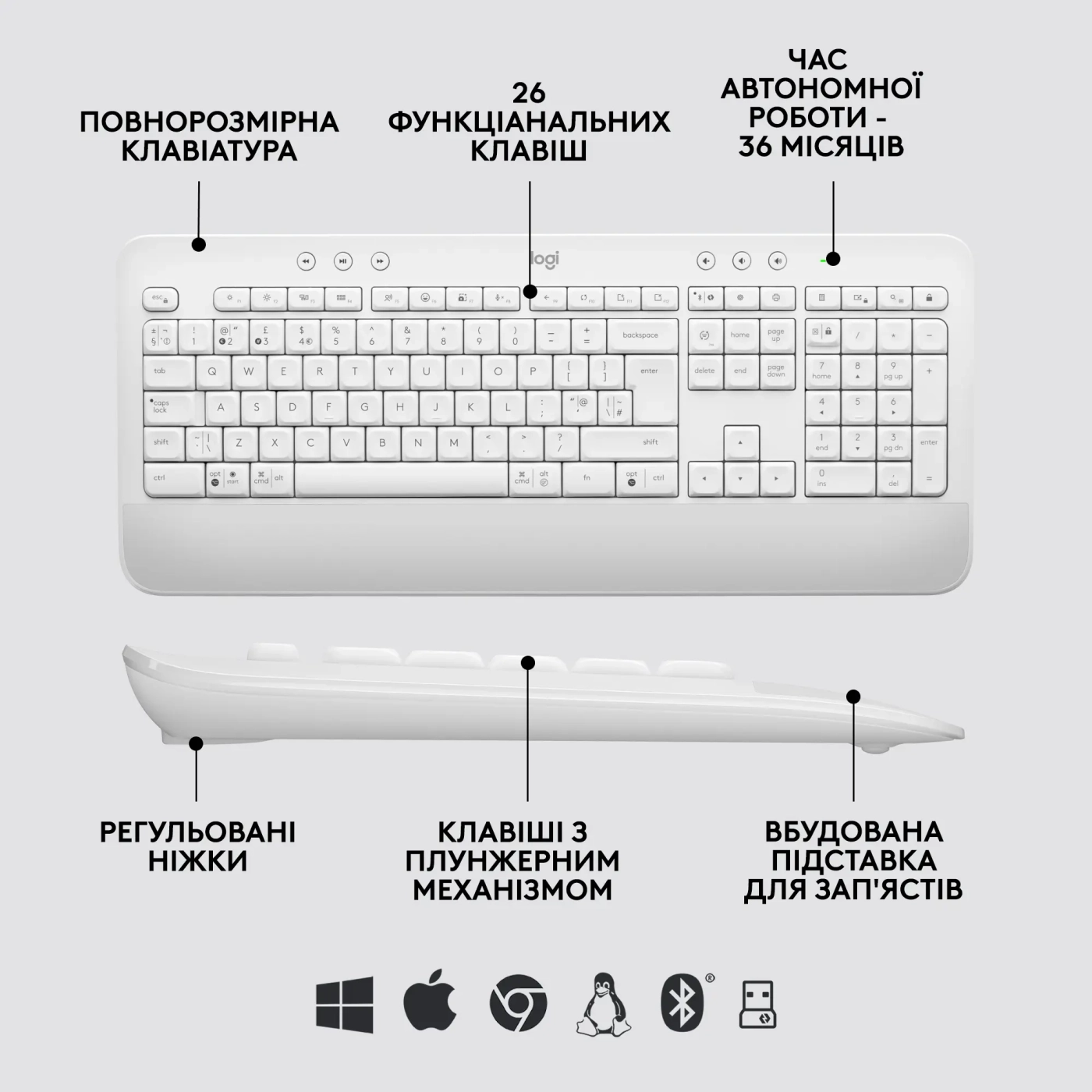 Купить Комплект клавиатура и мышь Logitech Signature MK650 Combo for Business Off-white (920-011032) - фото 6