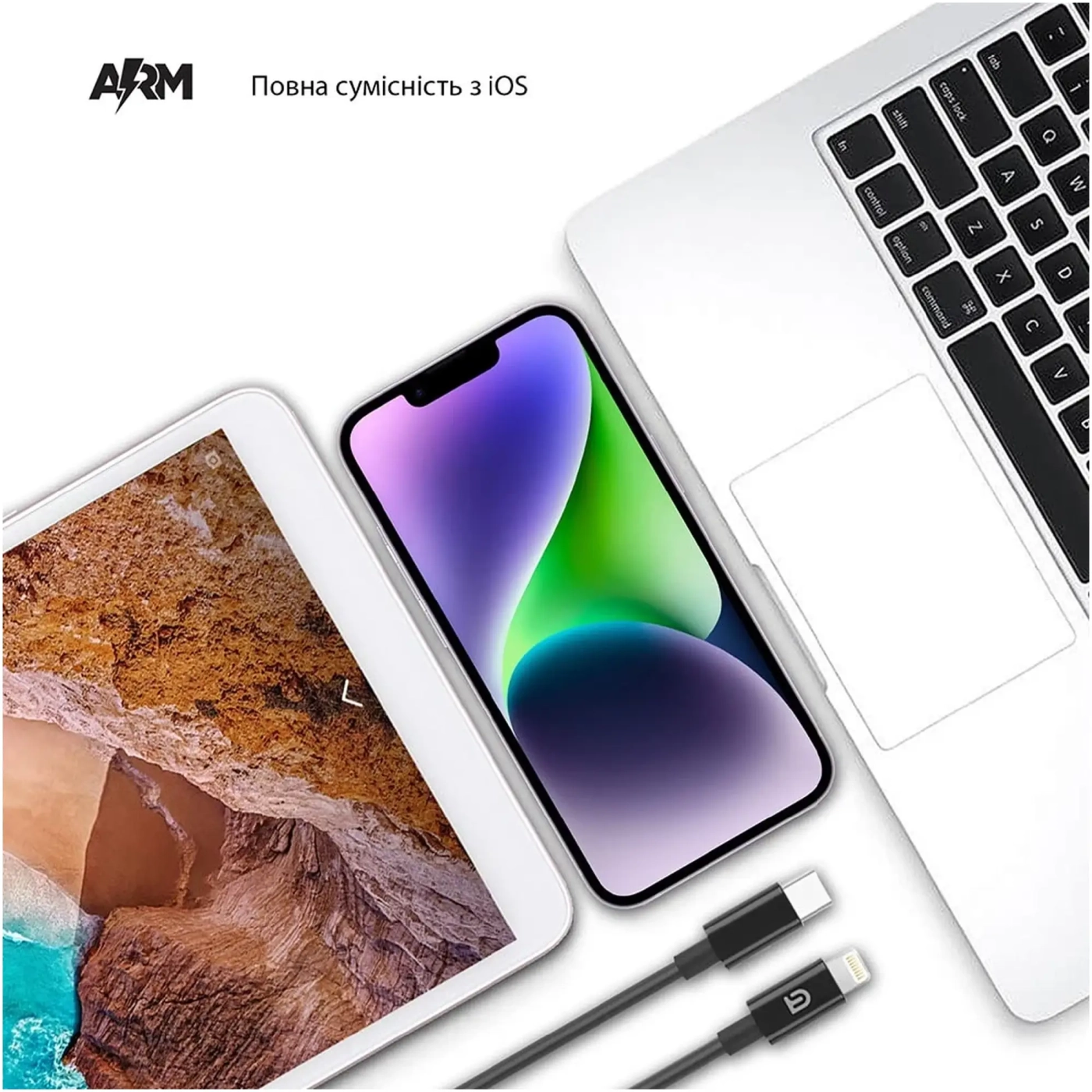 Купить Кабель ArmorStandart AMQGJ2BL Lightning to USB-C Cable 1.2m black (ARM64374) - фото 4