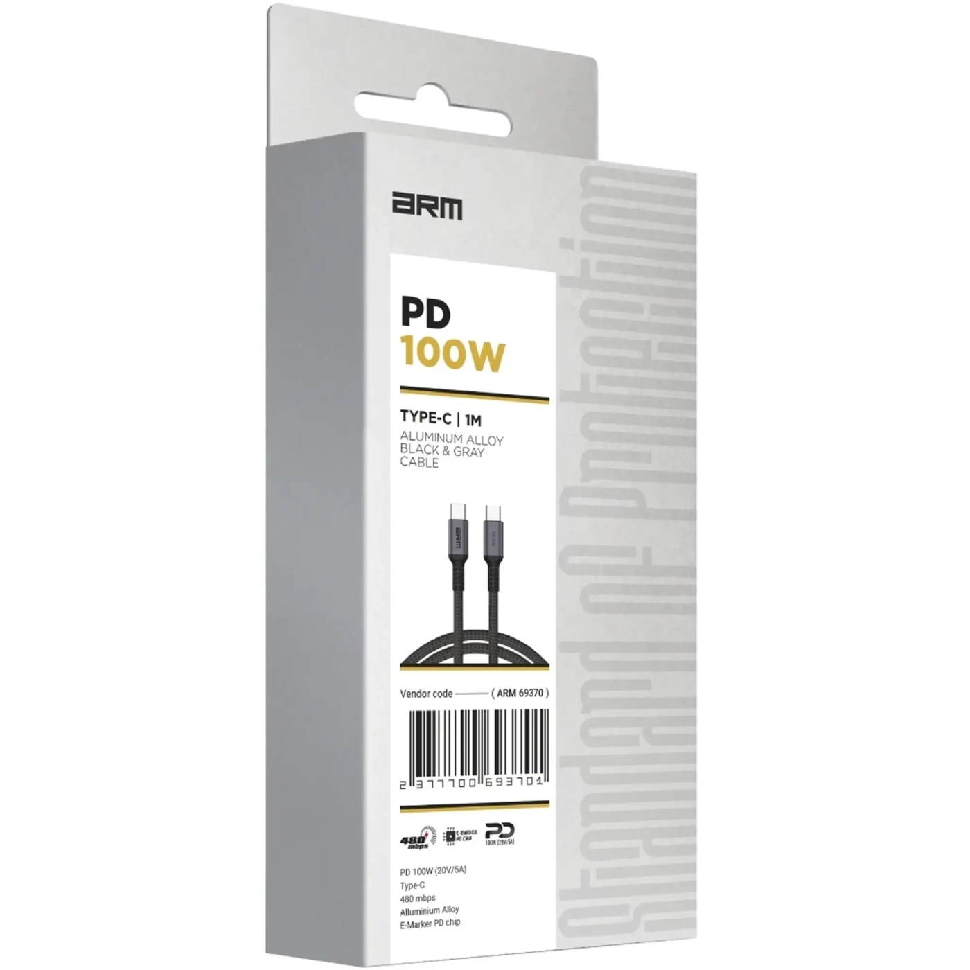 Купить Кабель ArmorStandart PD 100W Aluminum Alloy 1m Black-Gray (ARM69370) - фото 2