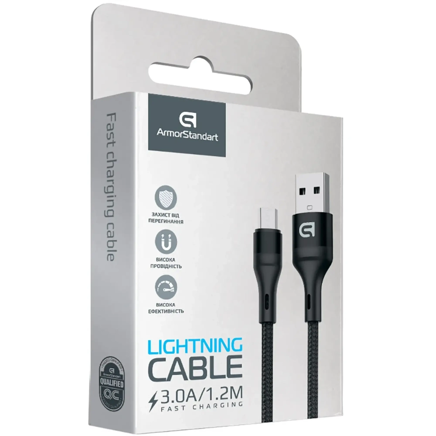 Купить Кабель ArmorStandart AR87 USB to Lightning 3A 1.2m Black (ARM64037) - фото 2