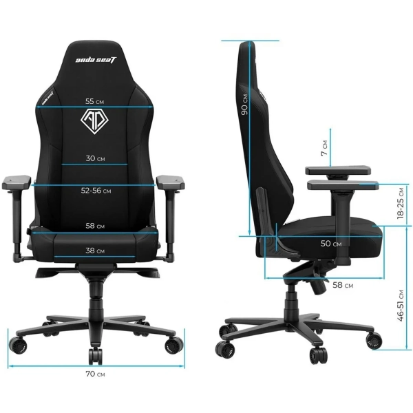 Купити Крісло для геймерів Anda Seat Phantom 3 XL Black Fabric (AD18XL-52-B-F-B01) - фото 8