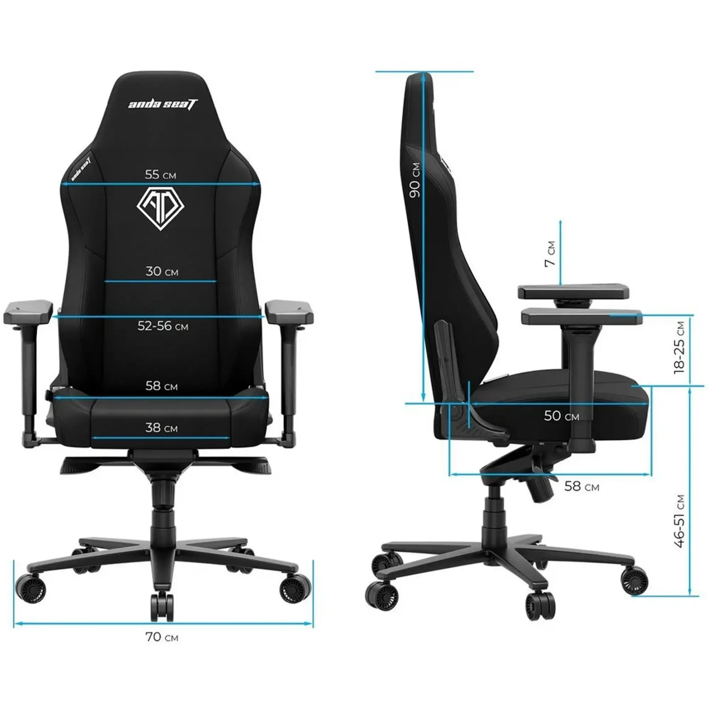 Купить Кресло для геймеров Anda Seat Phantom 3 XL Gray Fabric (AD18XL-52-G-F-G01) - фото 8